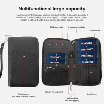 RFID Blocking Family Passport Holder Wallet 6, Premium Leather Travel Document - Image 3