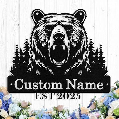 Custom Bear Metal Sign, Custom Bear Metal Wall Art Decor, Personalized Last by logo