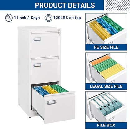 Fesbos 3 Drawers Vertical File Cabinets - Image 8