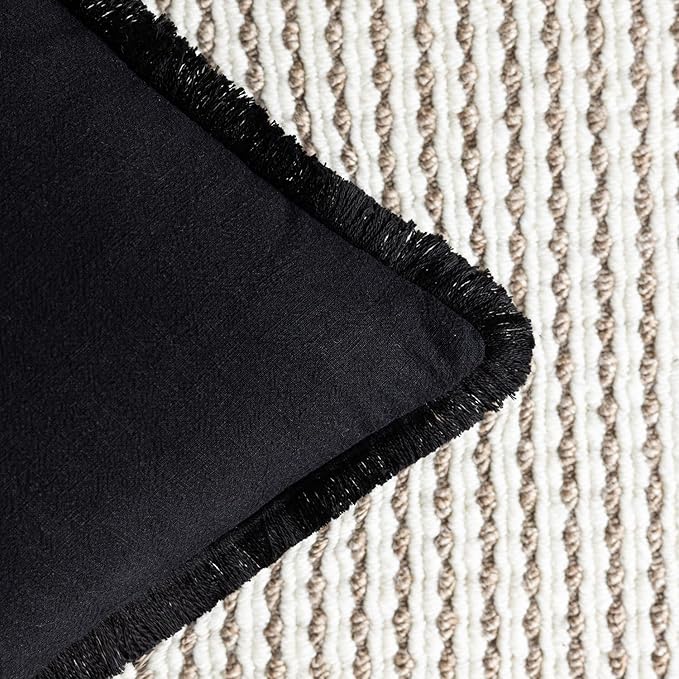 Foindtower Set of 2 Decorative Linen Fringe Lumbar Throw Pillow Covers Boho - Image 3