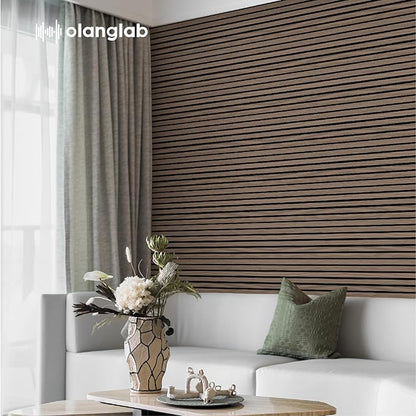 Olanglab Wood Slat Wall Panels, Wooden Acoustic Wall Panels, 94.5"x12.6" Each - Image 7