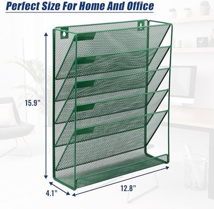 EASEPRES Desk File Organizer Mesh 6-Tier, Hanging Wall Mount Document - Image 2