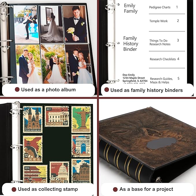 LETVPVOW 2 Pcs Vintage Hardback 3 Ring Binder 1.5 Inch, Professional Leather - Image 5