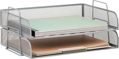 Mind Reader Stackable Paper Tray, Desktop Organizer, File Storage, Metal Mesh by MindReader