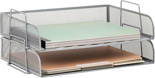 Mind Reader Stackable Paper Tray, Desktop Organizer, File Storage, Metal Mesh by MindReader