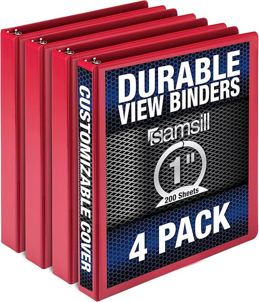 Samsill Durable 1 Inch Binder, Made in the USA, Round Ring Customizable Clear by Samsill