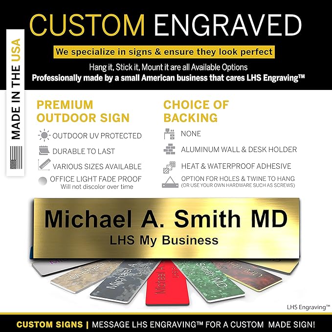 Engraved Name Plates for Door Sign Personalized Brushed Brass Plastic Plaque - Image 3