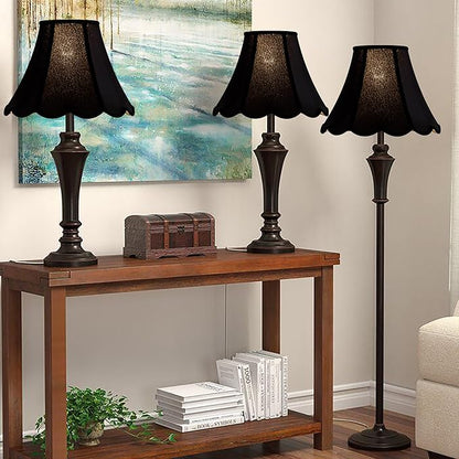 GOSO Black Scalloped Lamp Shades Set of 2 Medium Replac, Braids - Image 7