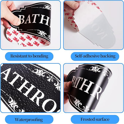 Bathroom Sign Sticker for Business and Home，Self-adhesive Cute Bathroom Decor - Image 4