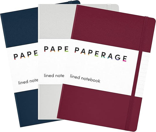 PAPERAGE Lined Journal Notebook, 3 Pack, 160 Pages, Medium 5.6 in x 8 in by PAPERAGE