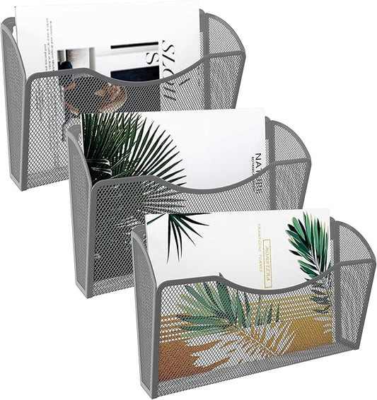 EasyPAG 3 Single Pocket Wall File Organizer, Mesh Hanging File Folder Organizer by EasyPAG