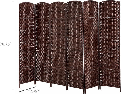 HOMCOM Room Divider, 6 Panel Folding Privacy Screen, 6FT Tall Portable Wicker - Image 7
