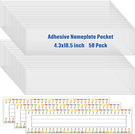 Jeyiour 50 Pcs Label Holders Adhesive Nameplate Pockets Storage Bin Labels by Jeyiour