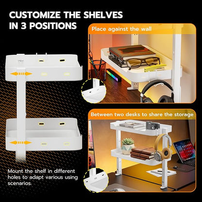ARES WING 2-Tier Clamp On Desk Shelf, 16 inch Adjustable Above or Under Desk - Image 6
