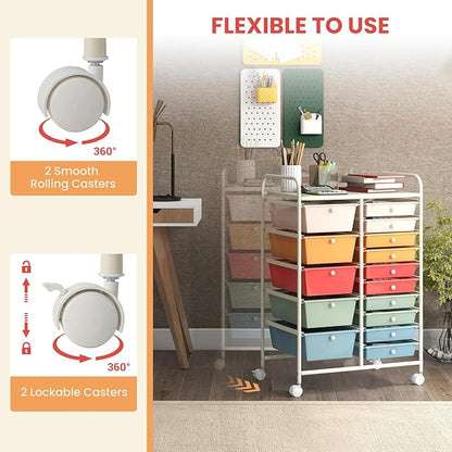 GOFLAME 15-Drawer Rolling Storage Cart, Craft Storage Cart - Image 5