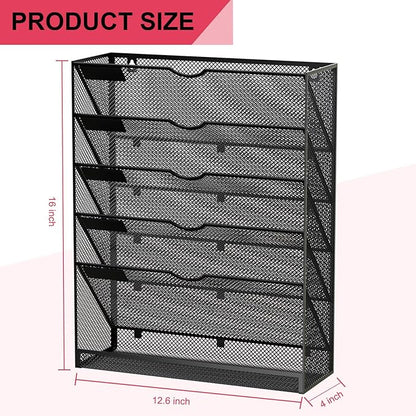 GDINDINFAN Hanging Wall File Organizer 6 Tier Wall Mounted Mail Paper Folder - Image 3