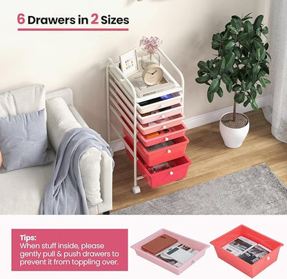 Giantex 6 Storage Drawer Cart Rolling Organizer Cart - Image 8