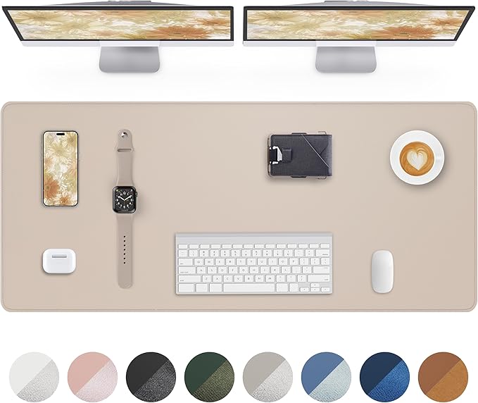 AFIING Leather Desk Pad Protector, Office Mat, Large Mouse Pad, Non-Slip PU by AFIING
