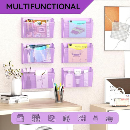 GDINDINFAN 3 Single Pocket Wall File Holder, Mesh Hanging File Folder Paper - Image 6