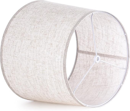 GO&SO Set of 2 Large Oatmeal Linen Drum Lamp Shade - Image 4