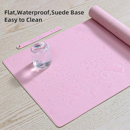 Wolaile PU Leather Desk Pad Blotter, Light Pink Waterproof Office Desktop Mat - Image 4