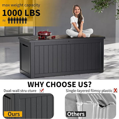 Decksplore 270 Gallon Outdoor Storage Box Waterproof Lockable Resin Deck Box - Image 7