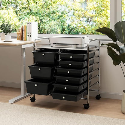 LDAILY 9 Drawer Rolling Storage Cart, Rolling Cart - Image 2