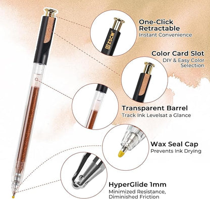 Retractable Glitter Gel Pens, 12 Colors Large Capacity Skin Tone Glitter - Image 2
