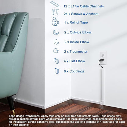 204in Wall Cable Hider, Cord Hider to Hide 2-3 Cords, TV Wire Hider - Image 3