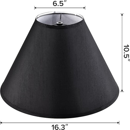 GO&SO Set of 2 Black Lamp Shade Fabric Large Lampshades, Barrel Lamp Shades 6.5 - Image 2