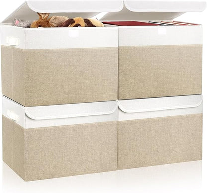 Bagnizer Large 22 Quart Linen Fabric Foldable Storage Bin Cube Organizer Basket by Bagnizer
