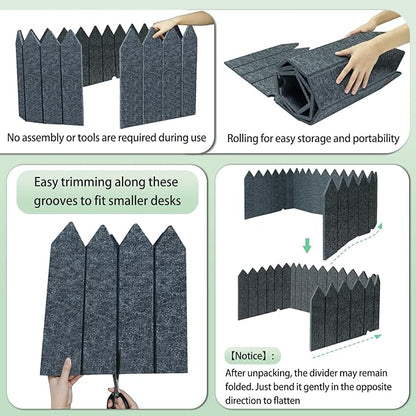 BXI Foldable Felt Desk Divider, 16.5 x 86 Inches Non-Tip Privacy Panel Partition - Image 6
