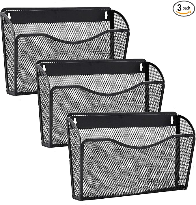 Gawerk 3 Pack Wall File Organizer, Mesh Hanging Metal Vertical Wall Mounted by Gawerk