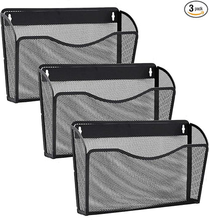 Gawerk 3 Pack Wall File Organizer, Mesh Hanging Metal Vertical Wall Mounted by Gawerk