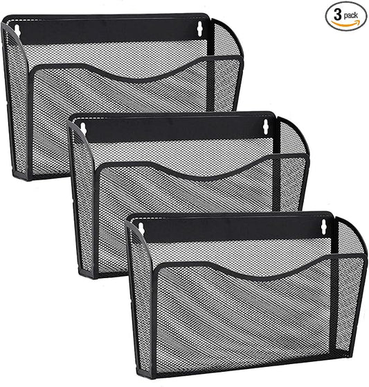Gawerk 3 Pack Wall File Organizer, Mesh Hanging Metal Vertical Wall Mounted by Gawerk