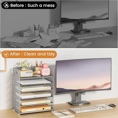 Subekyu 6-Tier Desk Paper Organizer, Desktop File Letter Tray - Image 2