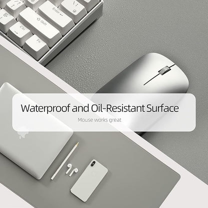 Wolaile PU Leather Desk Pad Blotter, Light Grey Waterproof Office Desktop Mat - Image 8