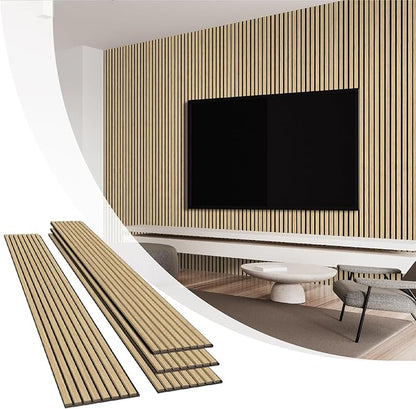 Olanglab Wood Slat Wall Panels 4 Pack, Wooden Acoustic Wall Panels, 94.5"x12.6" by Olanglab