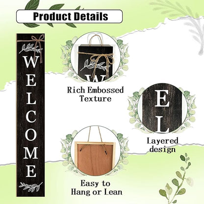 Welcome Porch Sign Decor Wooden Hanging Sign Door Porch Standing Decorative - Image 3