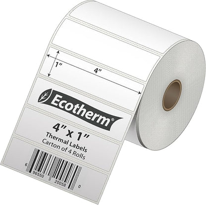 4" x 1" Thermal Labels | 4 Rolls | 5360 Labels | fits Zebra, Offnova Thermal - Image 2