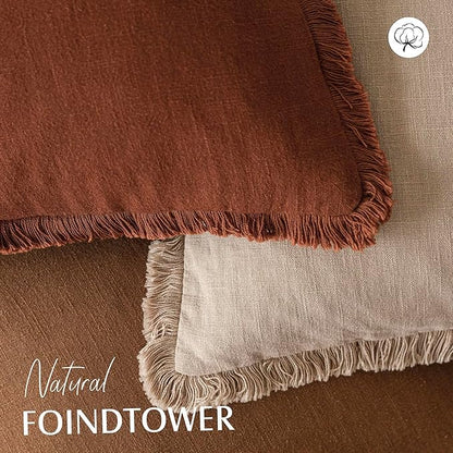 Foindtower Set of 2 Decorative Linen Fringe Lumbar Throw Pillow Covers - Image 4