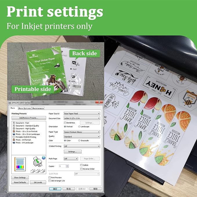 MECOLOUR Clear Sticker Paper Printable Vinyl - Image 4