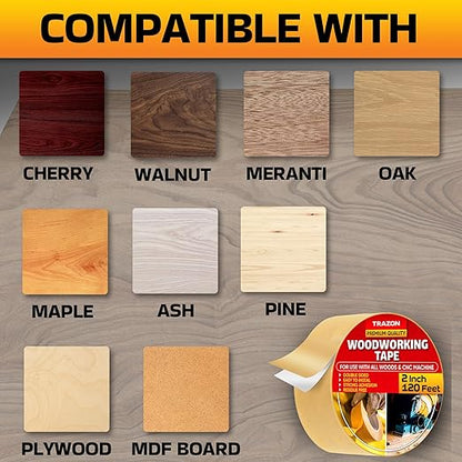 Trazon Double Sided Woodworking Tape Super Strong, 2 Inch x 120 Feet, Wood - Image 6