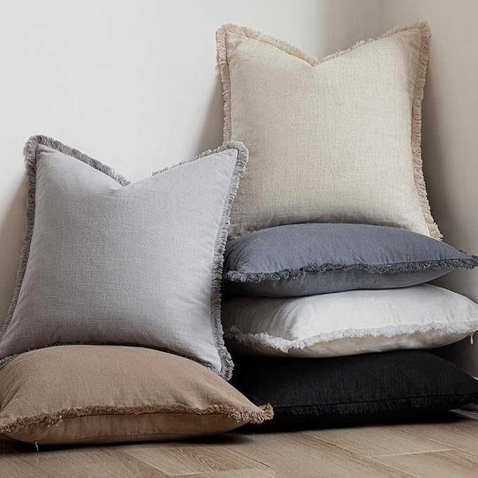 Foindtower Set of 2 Decorative Linen Fringe Lumbar Throw Pillow Covers - Image 6