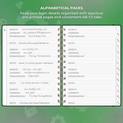 Clever Fox Password Book Spiral – Internet Address & Password Organizer - Image 3