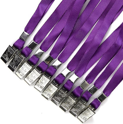 Beebel Purple Lanyards 100 Pack Nylon Flat Badge Lanyard - Image 6