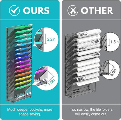 samstar 2 Pack 16 Tier Wall File Organizer Hanging Wall File Holder Wall Mount - Image 6