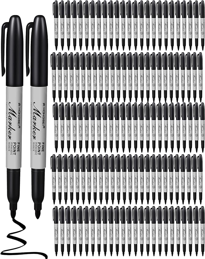 Thenshop 100 Pack Black Permanent Markers Bulk by Thenshop
