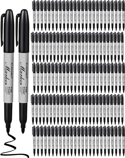 Thenshop 100 Pack Black Permanent Markers Bulk by Thenshop