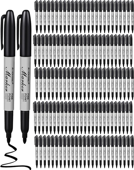 Thenshop 100 Pack Black Permanent Markers Bulk by Thenshop